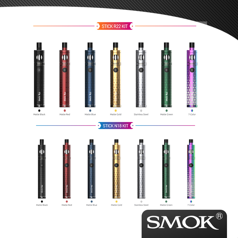 Original SMOK STICK N18 & R22 vape pen kit Built-in 1300mAh&2000mAh Battery Compatible with Nord/RPM Series Coils, Multi
Original SMOK STICK N18 & R22 vape pen kit Built-in 1300mAh&2000mAh Battery Compatible with Nord/RPM Series Coils, Multi