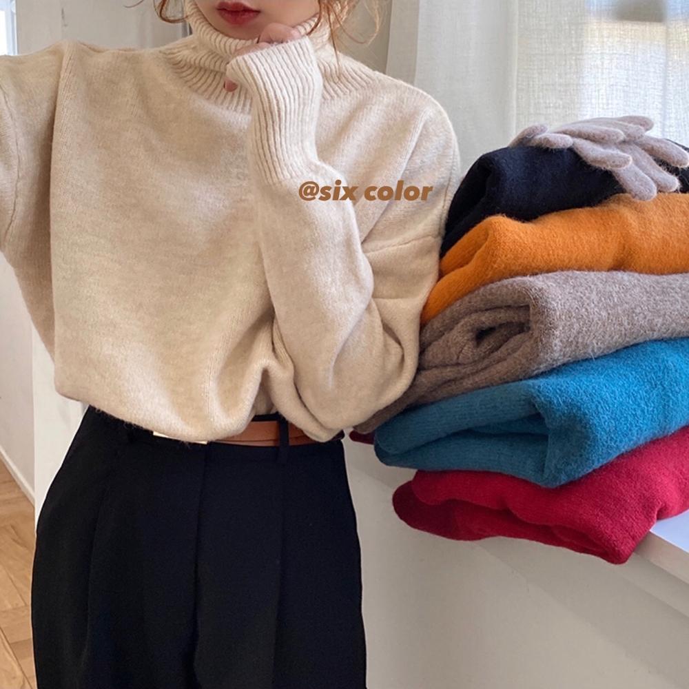 OL Basic Pullover Tops Soft Warm Bottoming Sweater Women Autumn Winter Elegant Turtleneck Knitted Sweaters 6 Colors 210421