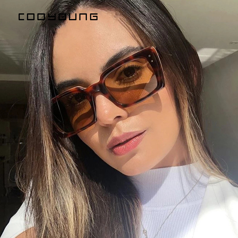 

COOYOUNG Fashion Rectangle Women Sunglasses Trendy Shades For Ladies Square Sun Glasses Female UV400 2021 New Style