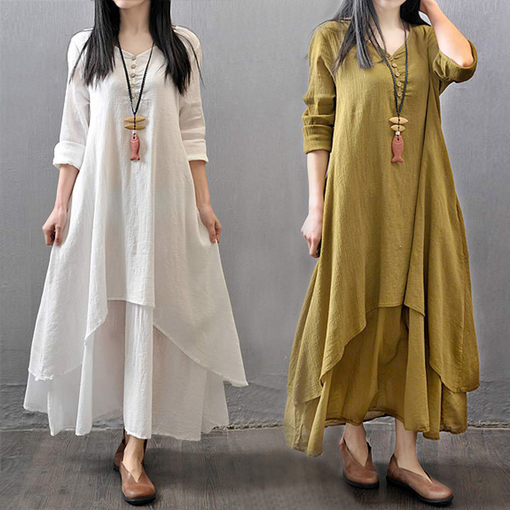 Spring Summer Women Long Cotton Linen Dress White Plus Size False Two Pieces O-Neck Maxi Dresses Office Casual Loose Dress, Long sleeve yellow
Spring Summer Women Long Cotton Linen Dress White Plus Size False Two Pieces O-Neck Maxi Dresses Office Casual Loose Dress, Long sleeve yellow