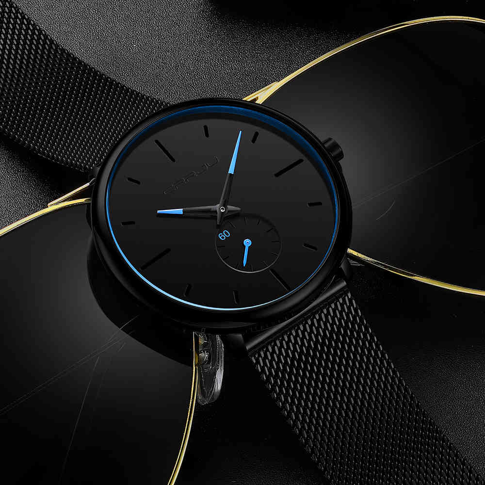 CRRJU Fashion Mens Watches Ultra Thin Quartz Watch Men Casual Mesh Belt Waterproof Stylish Watches Relogio Masculino 210517, 2150-black blue
CRRJU Fashion Mens Watches Ultra Thin Quartz Watch Men Casual Mesh Belt Waterproof Stylish Watches Relogio Masculino 210517, 2150-black blue