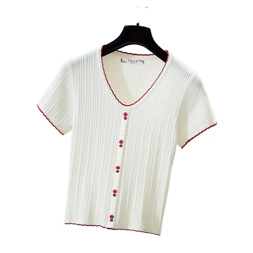 L-4XL fashion women's knitted t-shirt summer v-neck high-end blouse Xiaoxiang wind ice silk short-sleeved 210520, White
L-4XL fashion women's knitted t-shirt summer v-neck high-end blouse Xiaoxiang wind ice silk short-sleeved 210520, White