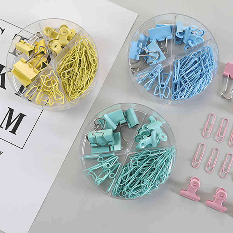 1Box Long Tail Clip School Office Storage Multi-function Colorful Push Pin Binder Clip Set Paper Clip Metal