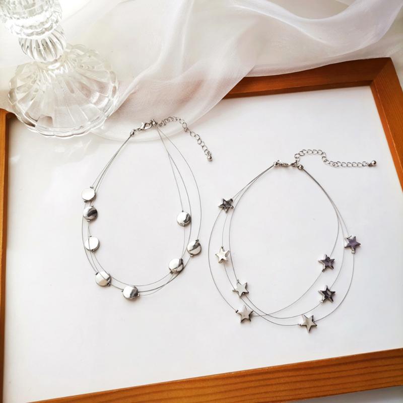 Chains Multilayer Metal Star Round Choker Necklace For Women Collar Bijoux Jewelry Pink Neck, Silver
Chains Multilayer Metal Star Round Choker Necklace For Women Collar Bijoux Jewelry Pink Neck, Silver