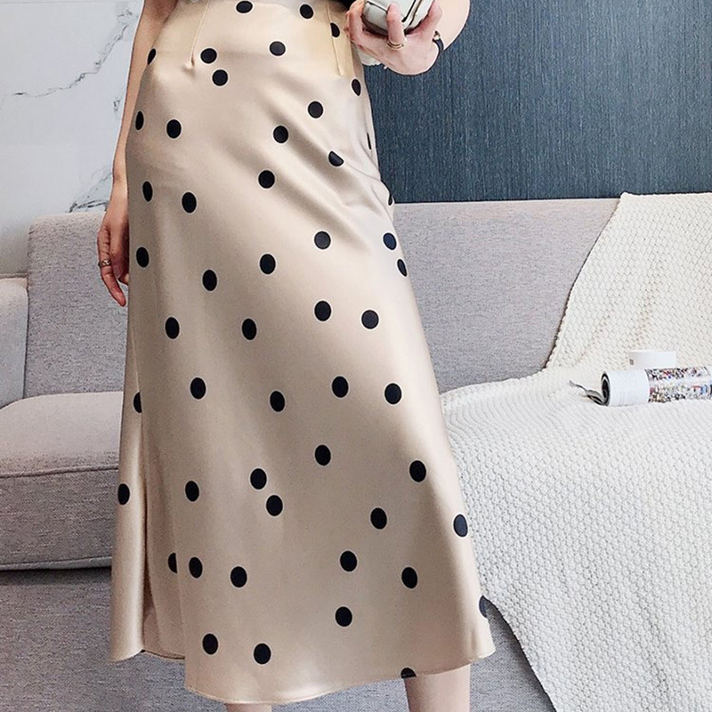 Japan Style Summer Elegant dot Office Lady Silm Waist Skirts Women Fashion Simple Casual Skirt Temperament All-match Jupe 210525