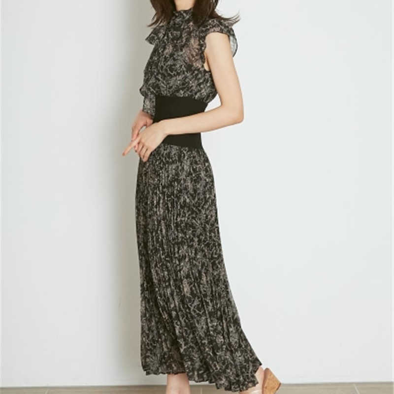 Japan Style Summer Flying Sleeve Print Slim Waist Vestidos Mujer Elegant Temperament Fairy Dress Simple Femme Party Robe 210630