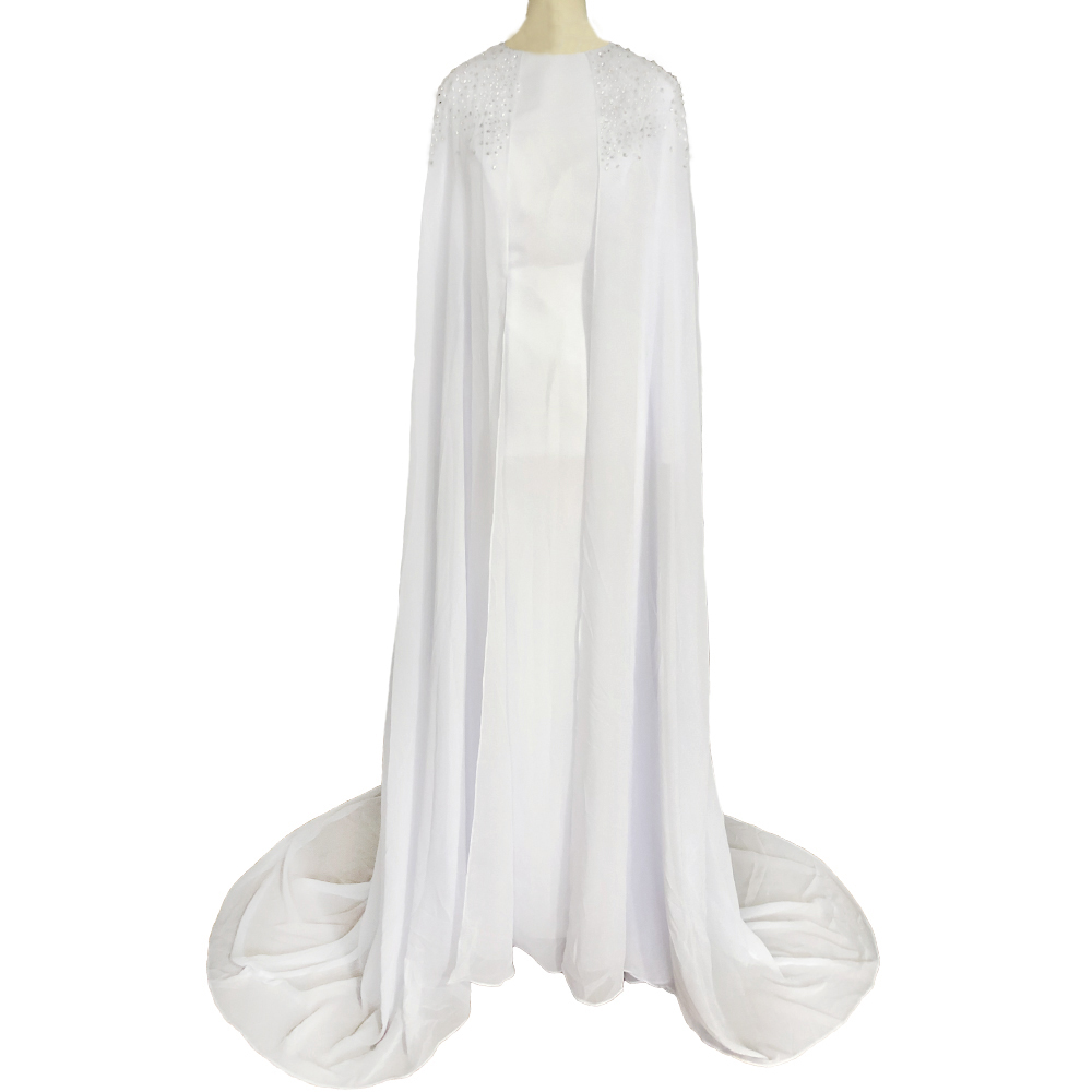 Bridal Gowns Muslim Wedding Dresses With Wrap Jewel Sweep Train Crystal Beads Chapel Garden vestidos de novia robe de mariée 2022