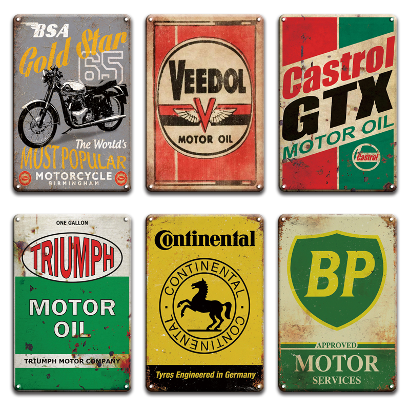 

Motorcycles Oil Metal Plaque Tin Sign Plates Vintage Garage Poster Decorative Retro BP Poster Signs Man Cave Home Wall Decor