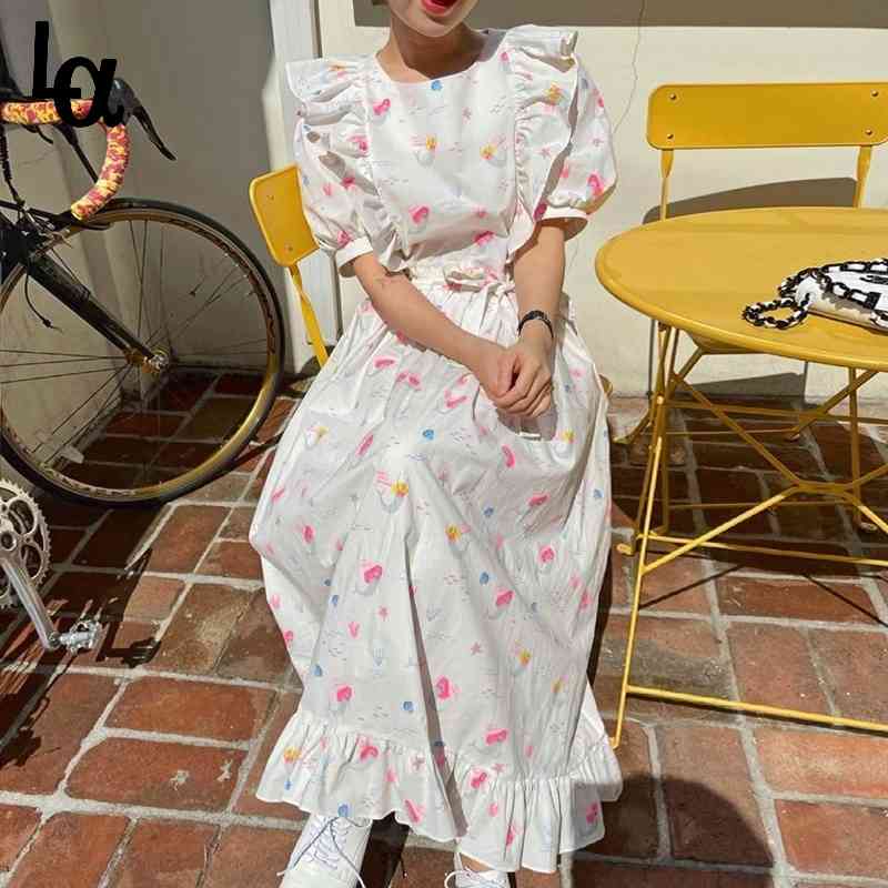 Summer Floral Print Dress Women Elegant Temperament Designer Party Midi Holiday Outdoor Kawaii Korean 210519, White
Summer Floral Print Dress Women Elegant Temperament Designer Party Midi Holiday Outdoor Kawaii Korean 210519, White