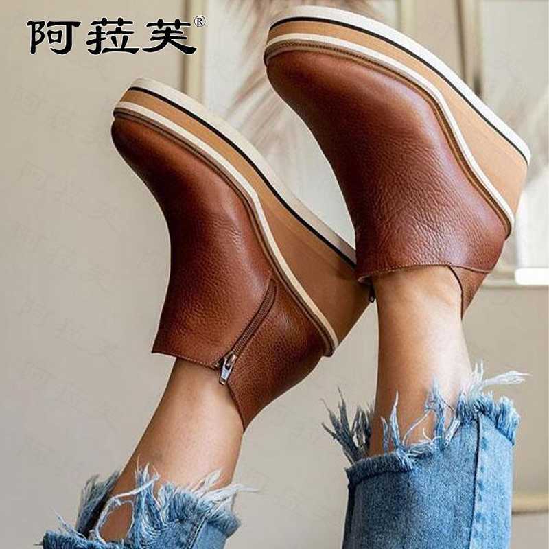 Platform Chelsea Women Boots Fashion Goth Casual Wedges Botas 2022 Winter Warm Ankle Snow Mid Heels Woman Shoes 211021