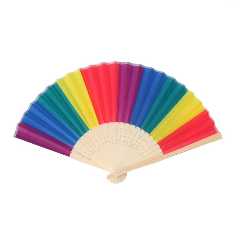 Rainbow Hand Hero Folding Fan Dance For Bruiloft Theme Festivals Decoration Fan