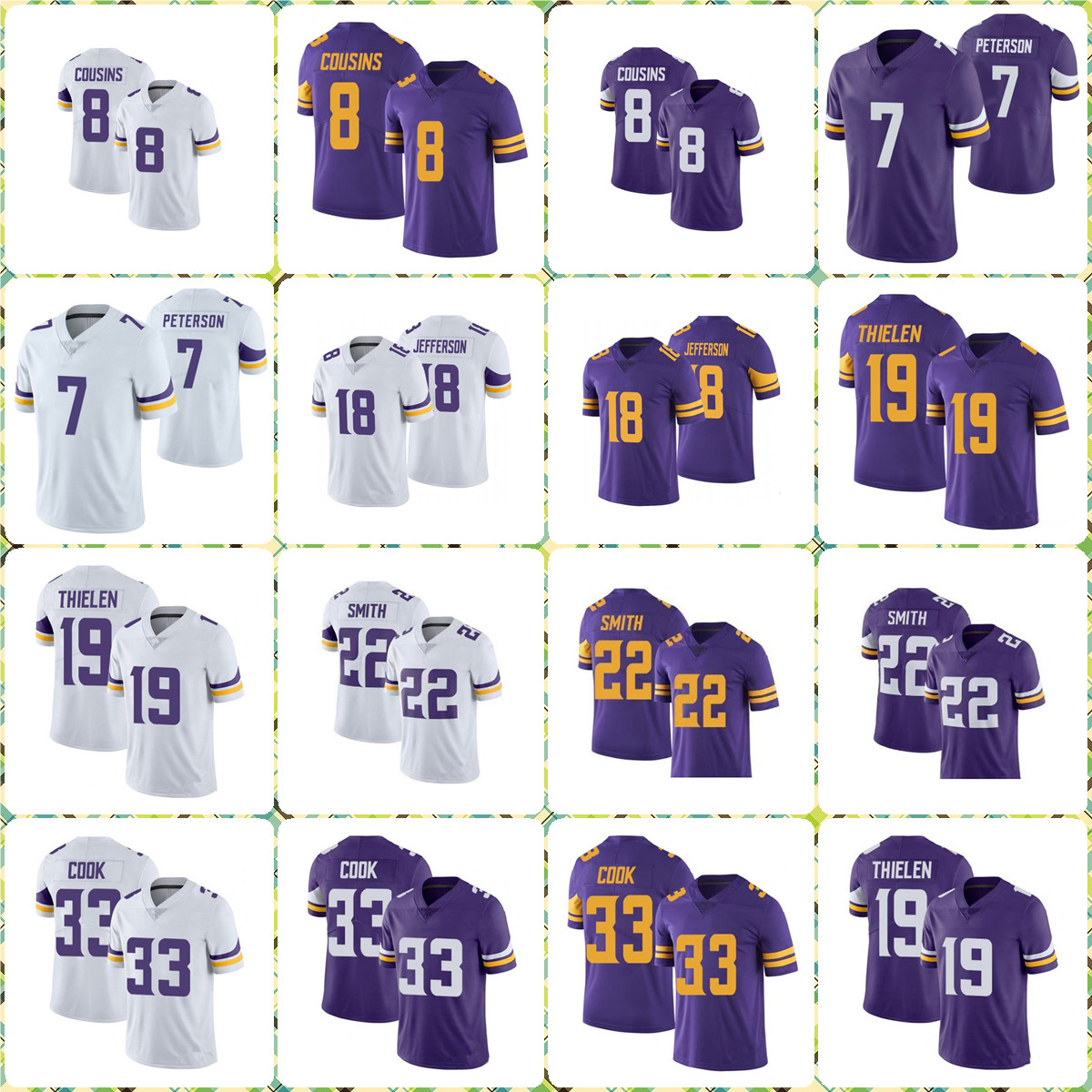 Men women youth football 33 Dalvin Cook 19 Adam Thielen Kirk Cousins Harrison Smith 18 Justin Jefferson Danielle Hunter Jersey, Blue
Men women youth football 33 Dalvin Cook 19 Adam Thielen Kirk Cousins Harrison Smith 18 Justin Jefferson Danielle Hunter Jersey, Blue