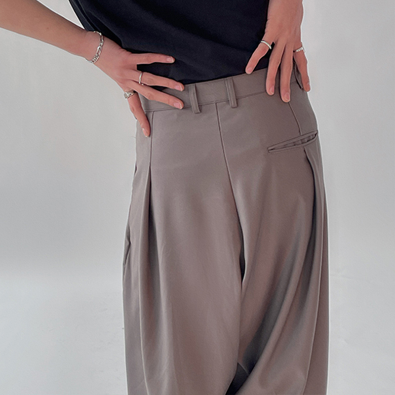 IEFB Men's Spring Summer Foled Front Suit Pants Loose Straight Business Trousers Causal High Wiaist Wide Leg Pants Y6631 210524