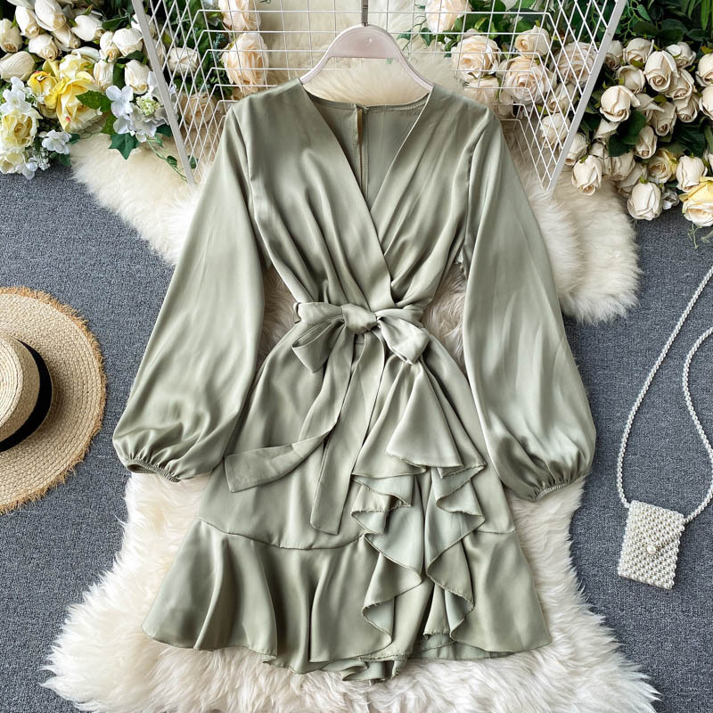 Women's Spring Summer V Neck Lace Up High Waist Slim Bandage Lantern Long Sleeve Ruffle Sexy Female Dress 210520, Purple
Women's Spring Summer V Neck Lace Up High Waist Slim Bandage Lantern Long Sleeve Ruffle Sexy Female Dress 210520, Purple