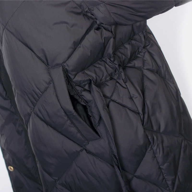 Schinteon Women Down Jacket Diamond 90% White Duck Down Coat Slim Winter Warm Outwear with Belt Fashion 210819