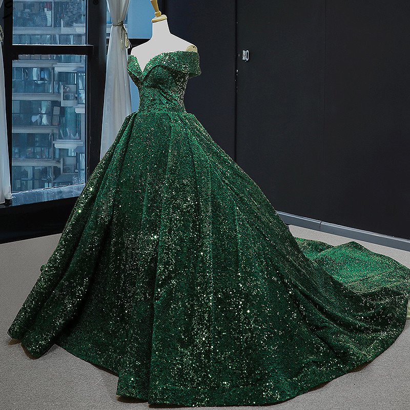 Dubai Beading Prom Dresses Glitter Sequins Ball Gown Brush Train Lace Up Sleeveless Custom Made Shiny Bridal Dresses Vestido De Novia