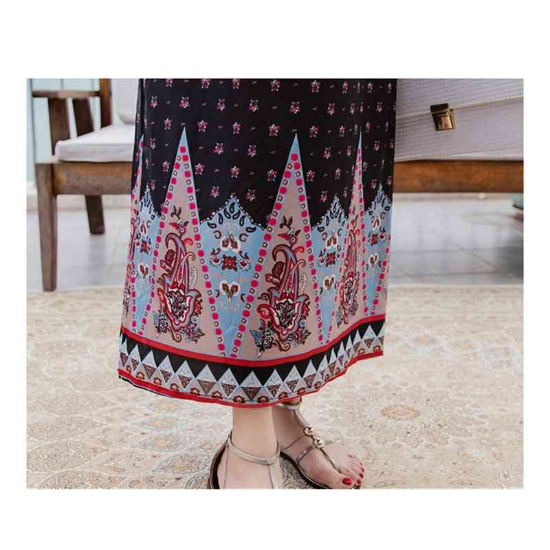 Summer Fashion Sweet Elegant Chiffon Women Dresses Long A-Line Thin Folk Bohemian Sea Sleeveless Female Dress D820 40 210506