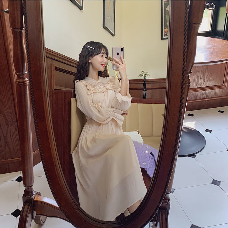 Fairy Vintage Dress Women French Evening Party Elegant Ruffles Dress Female Long Sleeve Retro Dress Korean Autumn 210521
