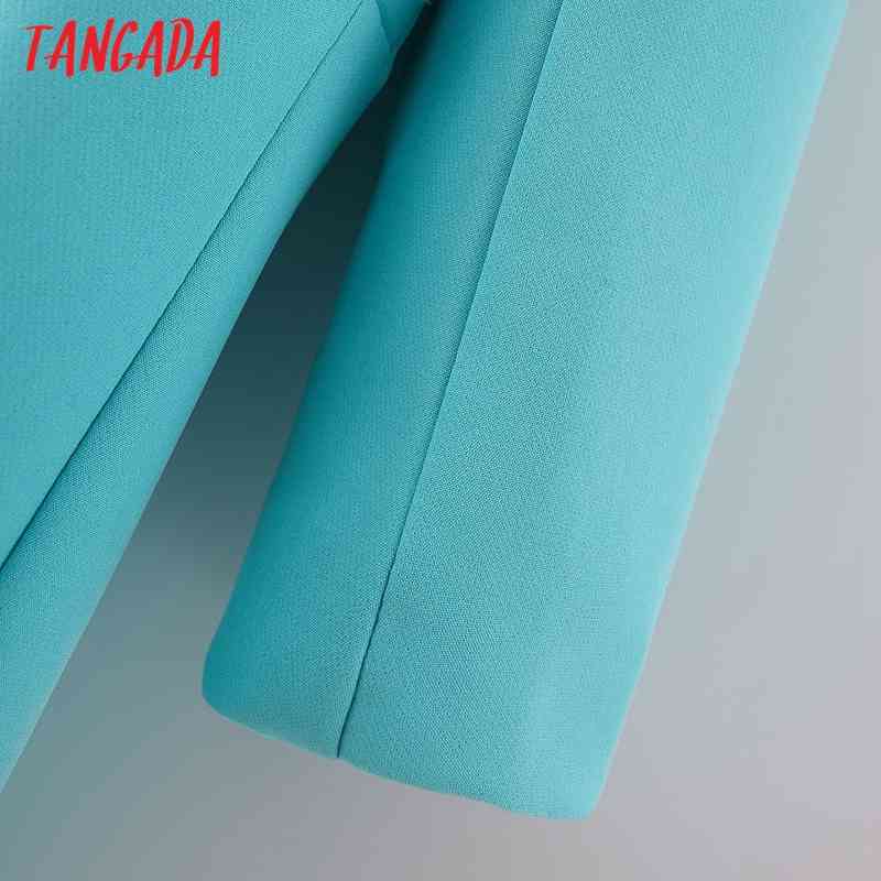 Women Office Blazer Coat Vintage Notched Collar Pocket Fashion Female Work Chic Tops DA39 210416