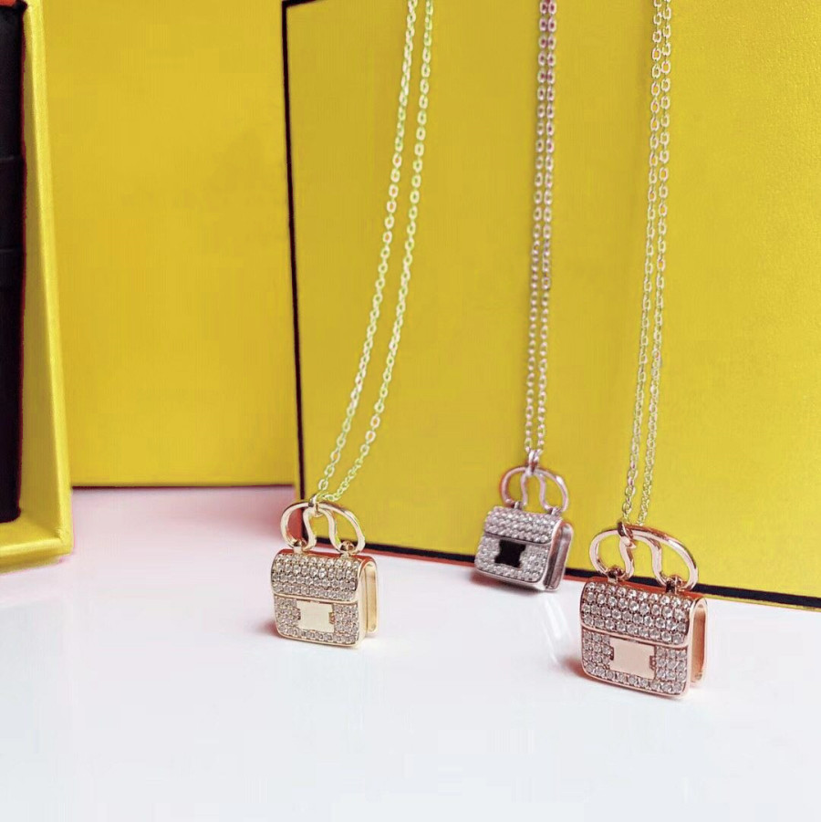 Fashion Pendant Necklaces for Woman Necklace Jewelry Bag Stone Pendants Good Quality 3 Color with Gift Packing