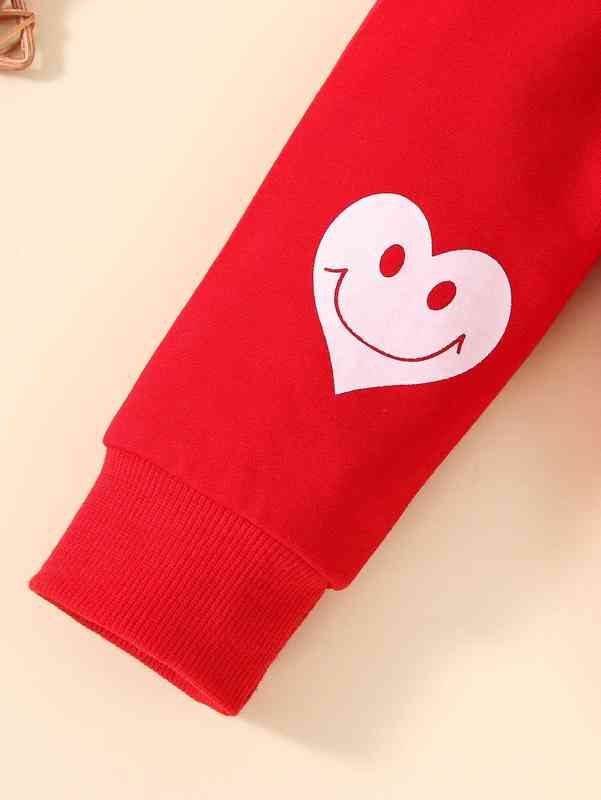 Baby Heart And Cartoon Face Print Hoodie SHE