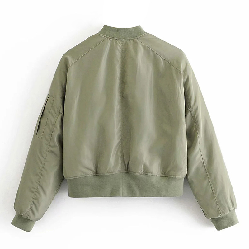 Fashion Padded Bomber Jacket Women Streetwear Long Sleeve Zipper Warm Coat Autumn Winter Casual Pockets Outerwear 210414
