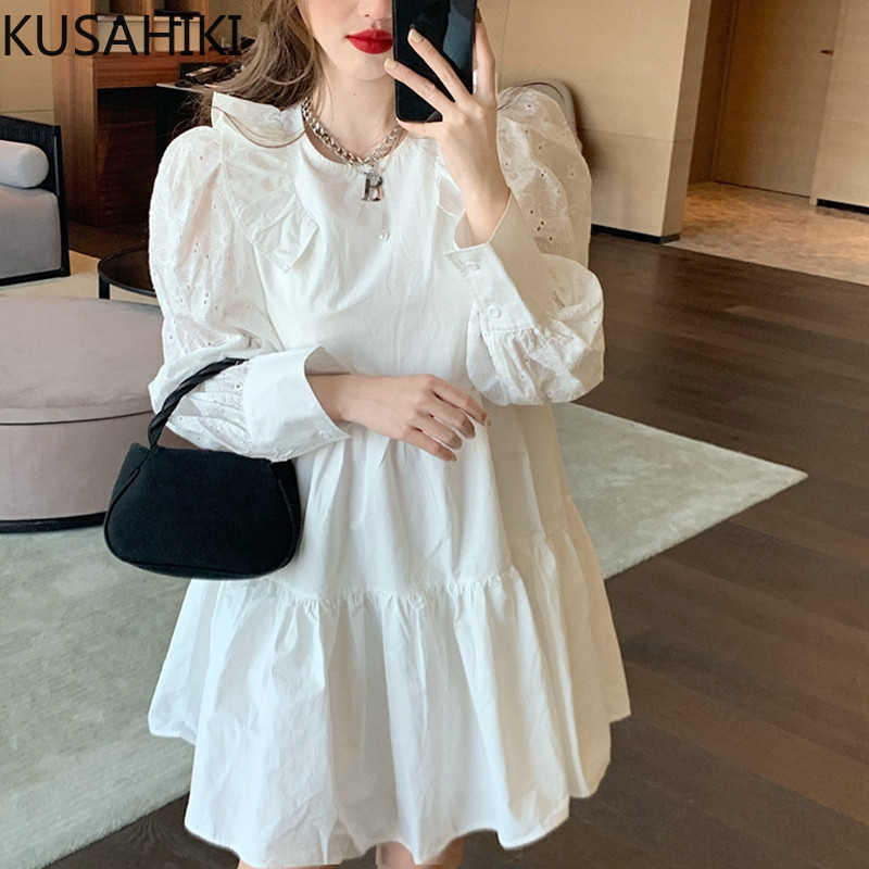 KUSAHIKI Dresses Women Korean Ruffle Patchwork O-neck Dress Spring Puff Long Sleeve A-line Causal Vestidos Mujer 6F803 210602, Black
KUSAHIKI Dresses Women Korean Ruffle Patchwork O-neck Dress Spring Puff Long Sleeve A-line Causal Vestidos Mujer 6F803 210602, Black