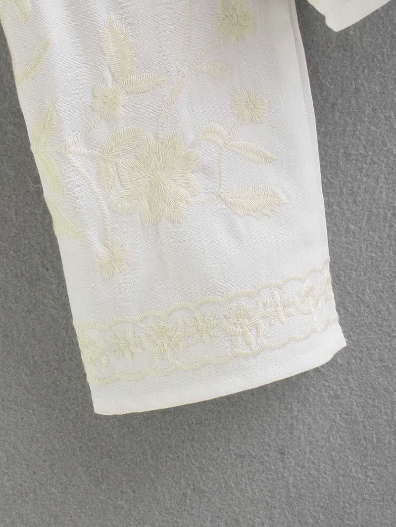 Vintage Women Soft Cotton Embroidery White Shirts Summer Fashion Ladies Elegant Loose Shirt Chic Girls Tops Sweet 210527