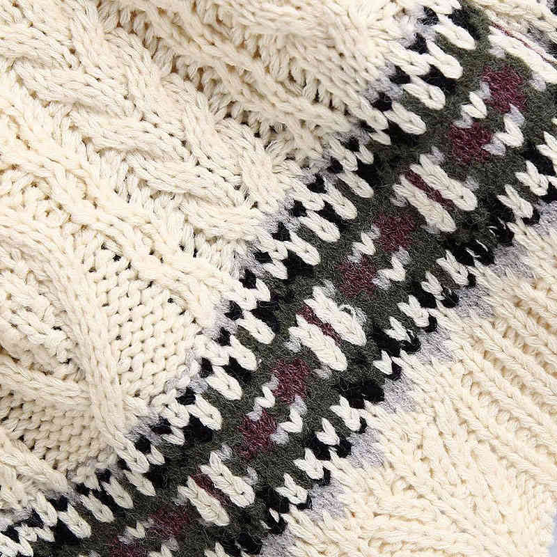 Vintage Woman Beige Loose Embroidery Patchwork Sweater Autumn Winter Sweet Raglan Sleeve Pullover Girls Casual Knitwear 210515