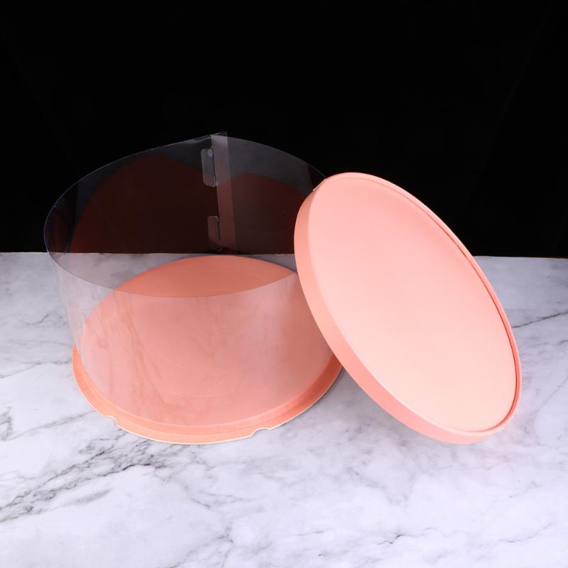 Cake Box Round Packaging Boxes Transparent Organizer For Home Dessert Shop (Black, Single-layer) (8inch) Gift Wrap