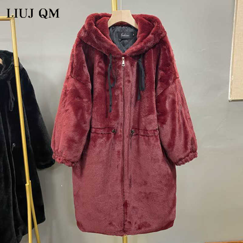Women Parka Winter clothes Oversize Faux Fur Coat Thick Warm Long Fur Jacket Hooded Overcoat Plush Coat Winter Jackets 210910