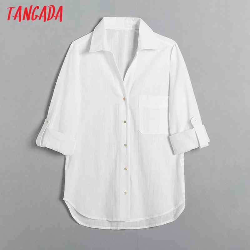 Women Basic Solid Cotton Blouse Long Sleeve Chic Female Office Lady Shirt Blusas Femininas 6H5 210416