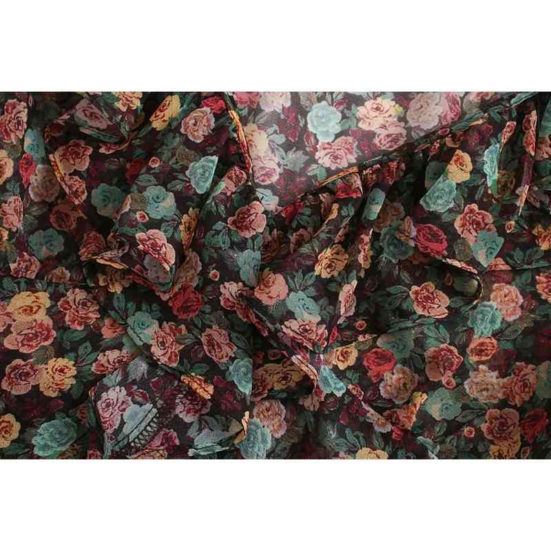 sweet ruffle collar women short shirts summer fashion flower print blouses sexy casual female shirt slim girls blouse 210430