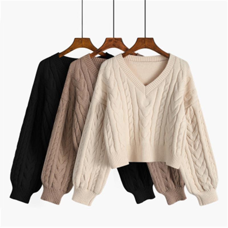 Women's Sweaters Women Lovely Pullover Fashion Clothes Twist Vintage V-Neck Solid All-match Fall Daily College Cropped Knitwear, White;black
Women's Sweaters Women Lovely Pullover Fashion Clothes Twist Vintage V-Neck Solid All-match Fall Daily College Cropped Knitwear, White;black