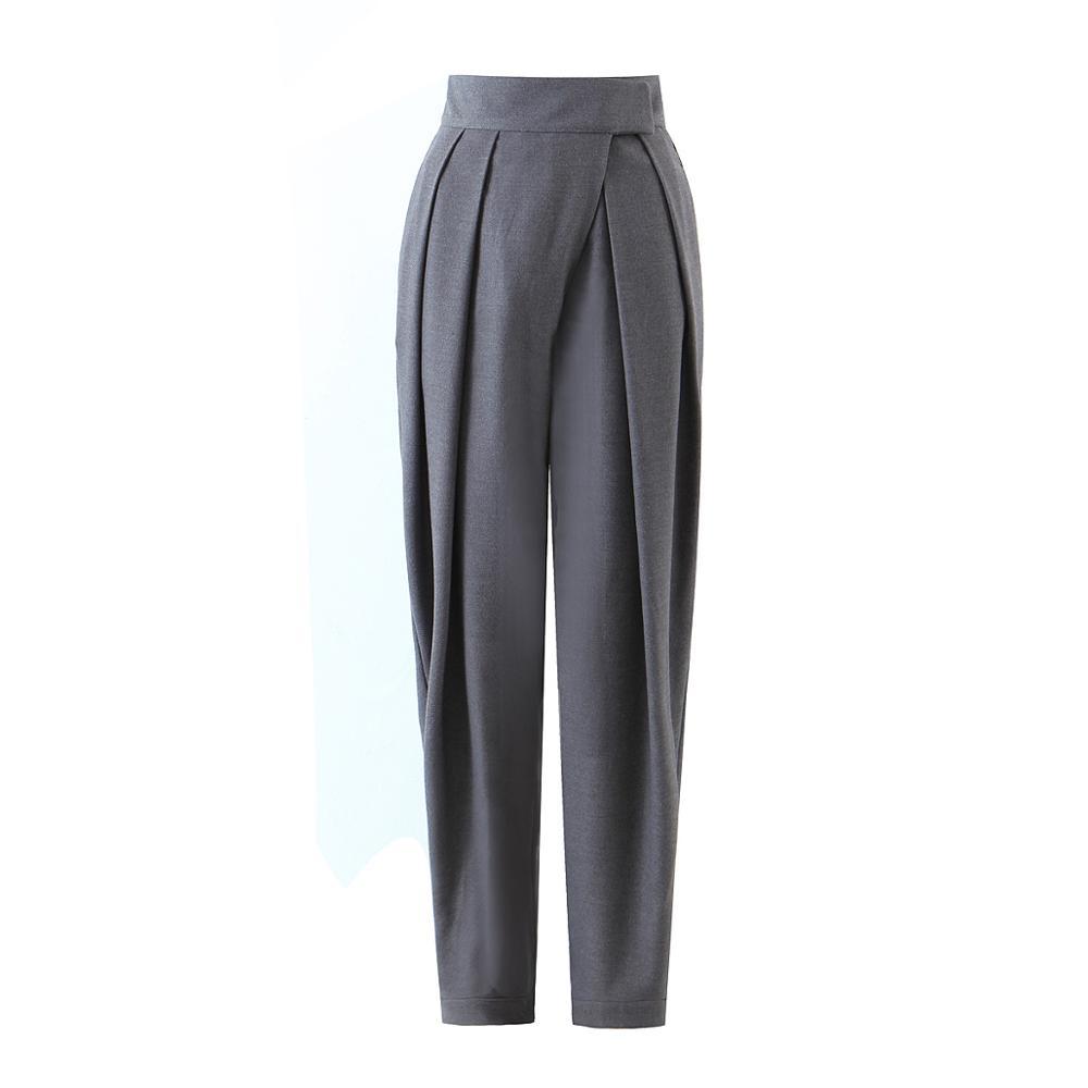 High Waist Woolen Loose Wide Hip Hop Pants Cool Girl Pleated Ruched Sports Trousers Women Joggers Streetwear Leisure 210429