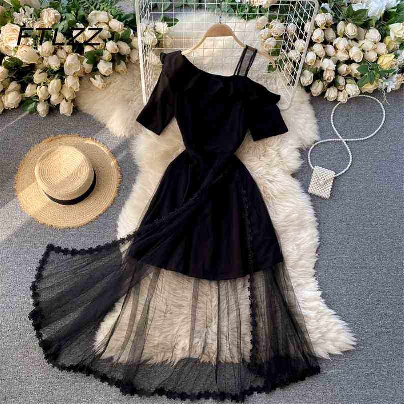 Women Sexy Short Dress Summer Fashion Inclined Shoulder Patchwork Mesh Dresses Ladies A Line Black Boho Long Robe Vestidos Mujer 210525
Women Sexy Short Dress Summer Fashion Inclined Shoulder Patchwork Mesh Dresses Ladies A Line Black Boho Long Robe Vestidos Mujer 210525