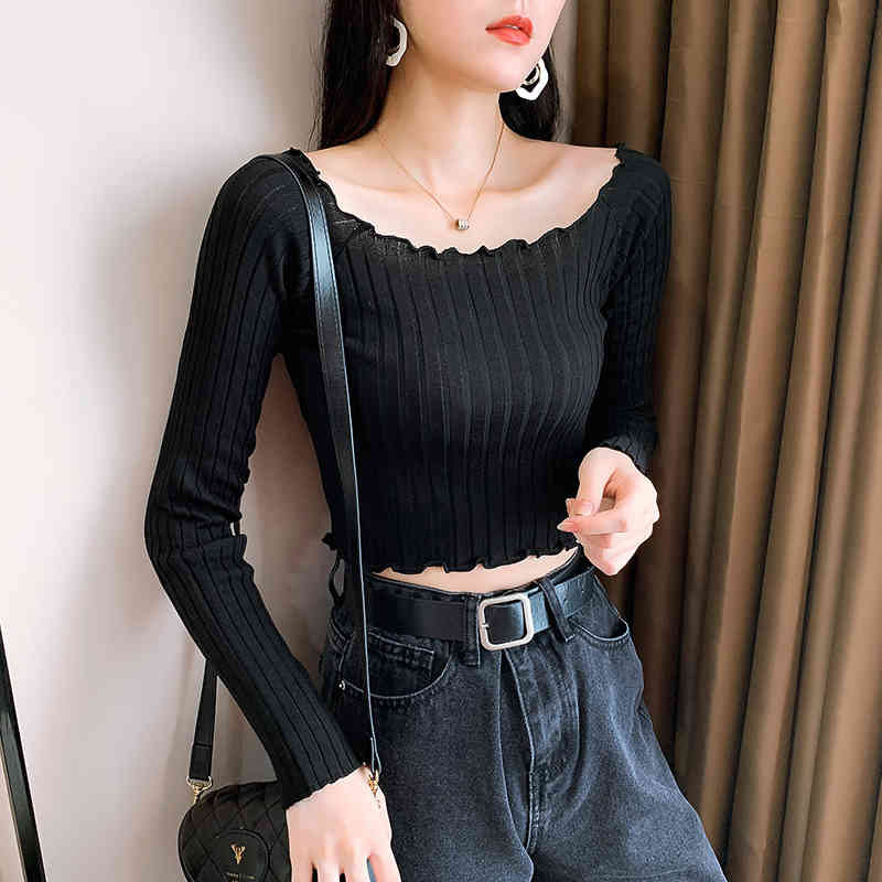 Women Kniited T-shirts Tees Knitted Long Sleeve Flunce Hem Casual Buttons For Square Neck 210518, Blue
Women Kniited T-shirts Tees Knitted Long Sleeve Flunce Hem Casual Buttons For Square Neck 210518, Blue