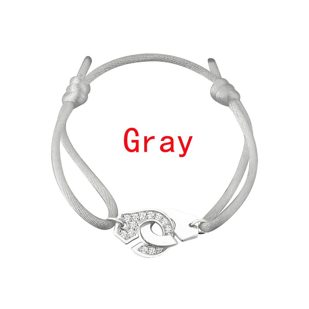 Original Color Handcuff Wedding Bracelet 925 Sterling Silver With Zircon France Style For Women Men Menottes Adjustable Rope Jewelry