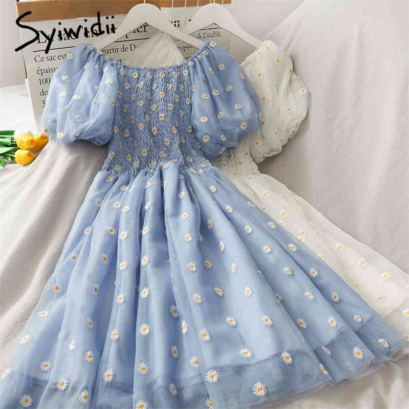Mesh Dress for Women Summer Fashion Embroidery Floral Puff Sleeve Folds Off Shoulder Midi Dresses Pink White Blue 210607, Black
Mesh Dress for Women Summer Fashion Embroidery Floral Puff Sleeve Folds Off Shoulder Midi Dresses Pink White Blue 210607, Black