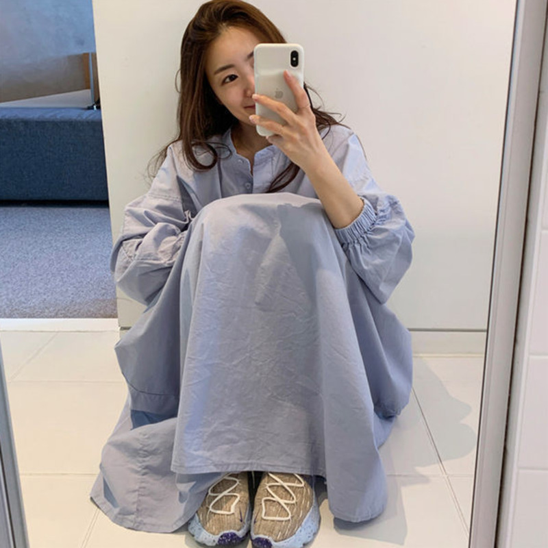 Summer Dress Long Sleeve A-line Round Neck Large Size Loose Casual Dresses Female Fashion 2H205 210526