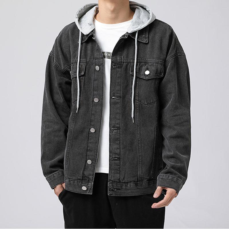Fashion Jeans Jacket Men's Loose Hooded Outsidewear Spring Autumn Korean Coat Male Detachable Hood Streetwear Denim Casual Tops Jackets