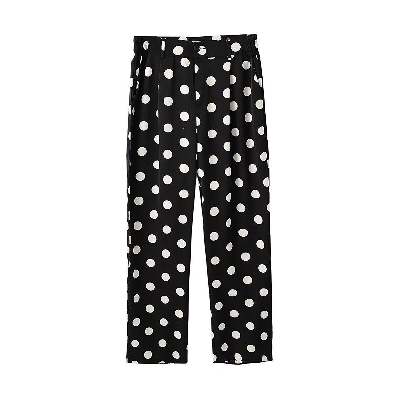 IEFB /men's wear Chiffon wide leg pants for male loose thin style casual pants spring polka dot zipper vintage 9Y2940 210524
