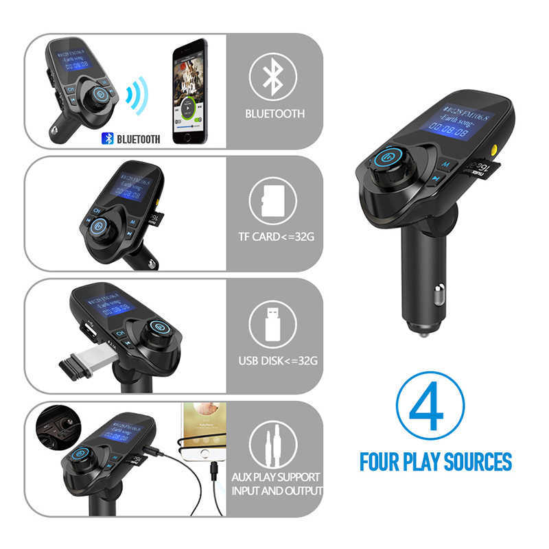 Display T11 Bluetooth LCD Hands-free Car Auto Kit USB Charger FM Transmitter Wireless Modulator TF Card Audio Music Player With Package