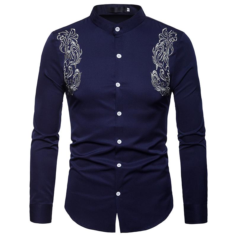 Embroidery Shirt Slim Fit 2021 Mens Chemise Homme Men Heren Shirts Camisa Masculina Men's Casual