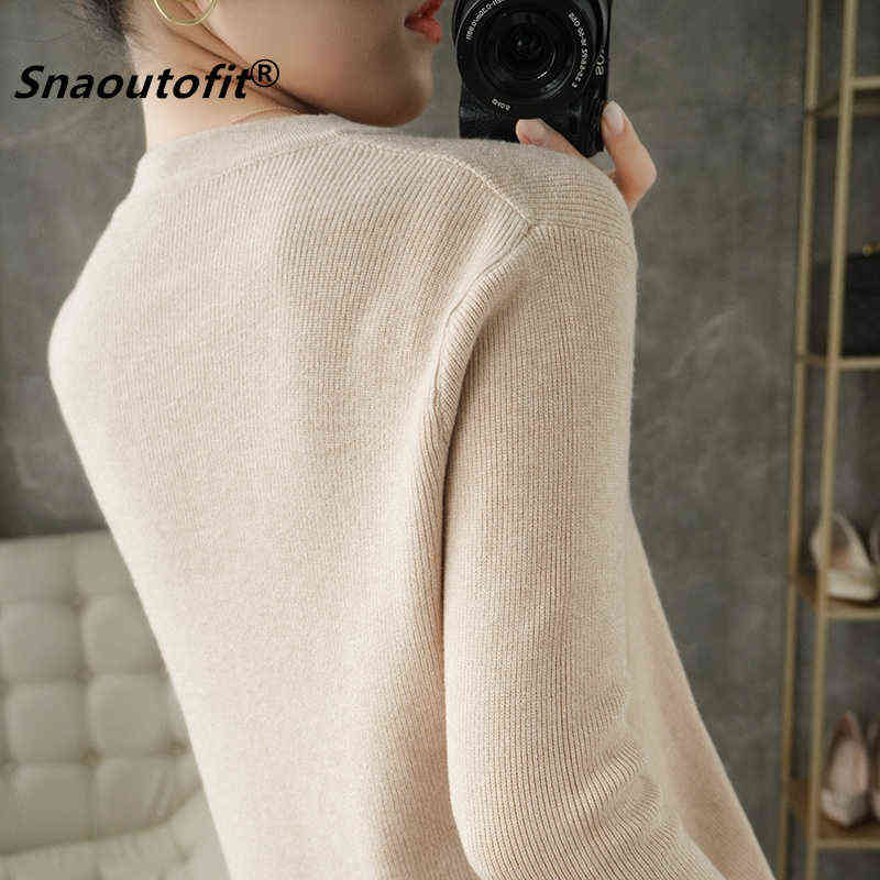 Snaoutofit Women's Sweater, Round Neck Wool Cardigan, Knitted Base, Solid Color, Korean Version, Loose Jacket, Special Price 211117