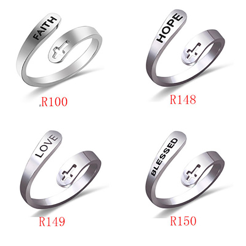 Faith Band Rings Adjustable Stainless Steel For Women Vintage Cross Hope Love Blessed Letters Open Ring round on fingers Jewelry Accessories Gift
Faith Band Rings Adjustable Stainless Steel For Women Vintage Cross Hope Love Blessed Letters Open Ring round on fingers Jewelry Accessories Gift