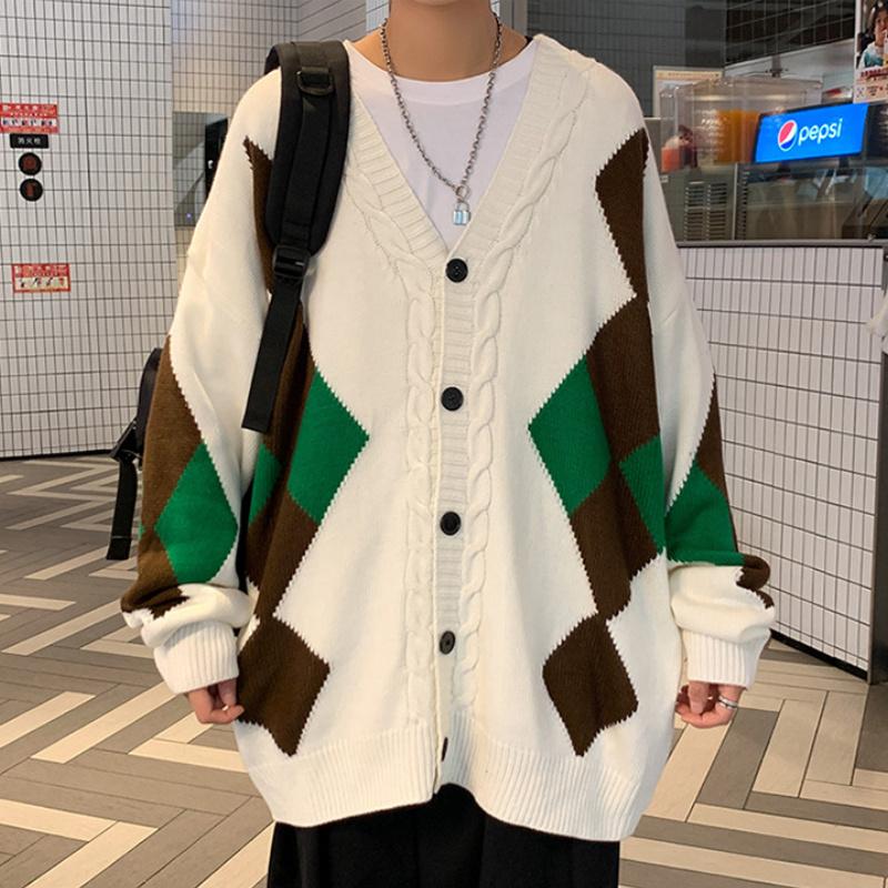 Men's Vests V-neck Sweater Man Argyle Patchwork Cardigan Single-breasted Casual Loose Long Sleeve Vintage Knitted Coat Big Size, Black;white
Men's Vests V-neck Sweater Man Argyle Patchwork Cardigan Single-breasted Casual Loose Long Sleeve Vintage Knitted Coat Big Size, Black;white