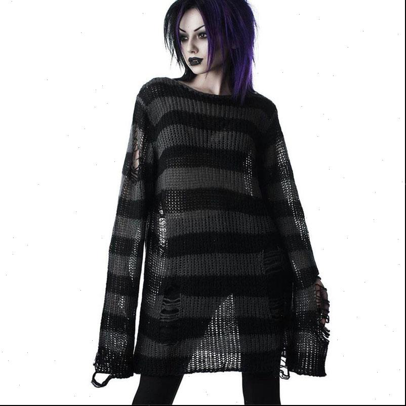 punk womens sweater gothic long summer women striped cool hollow out broken jumper loose rock thin dark streetwear top, White;black
punk womens sweater gothic long summer women striped cool hollow out broken jumper loose rock thin dark streetwear top, White;black
