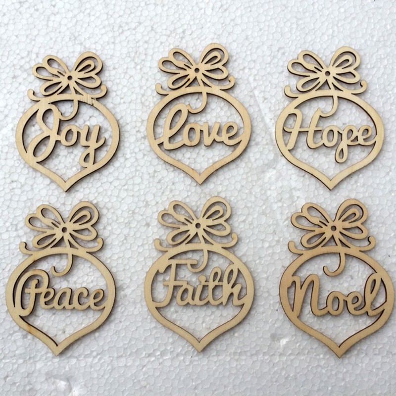 Creative Peace Love Christmas Decorations Wooden Ornament Xmas Tree Hanging Tags Pendant Decor 6pcs a Lot Free shipping