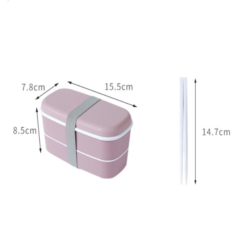 2 Layers Lunch Box Eco-Friendly Bento Box Food Container Microwavable Refrigerator Portable Dinnerware School Office Lunch Box